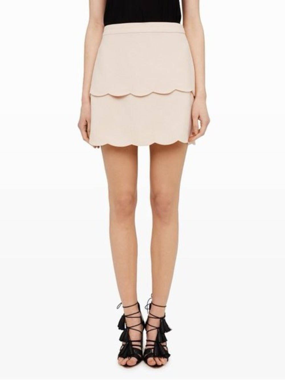 Club Monaco Scallop Hem Mini Skirt - Cream/Light Pink